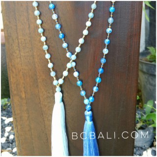 bali handmade prayer necklaces beads ceramic two color